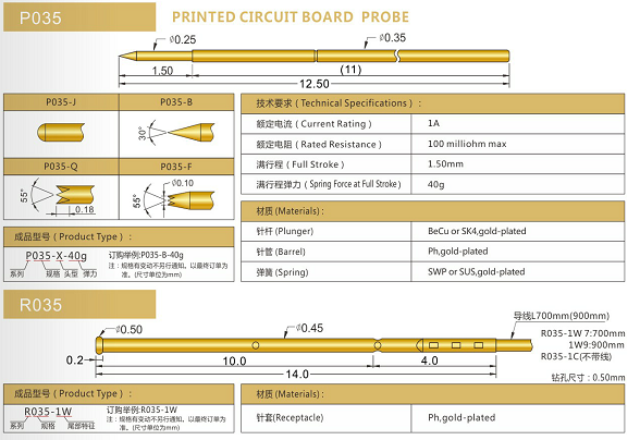 035測(cè)試探針規(guī)格、測(cè)試探針生產(chǎn)廠家